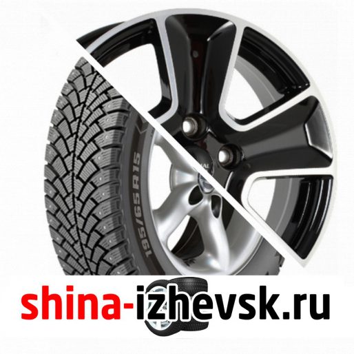 Колесо в сборе BF Goodrich G Force Stud 215/65 R16 Q 102 + СКАД KL-263 Renault Duster 6.5xR16 5×114.3 ET50 DIA66.1 Черный глянцевый с полированной лицевой поверхностью в Ижевске